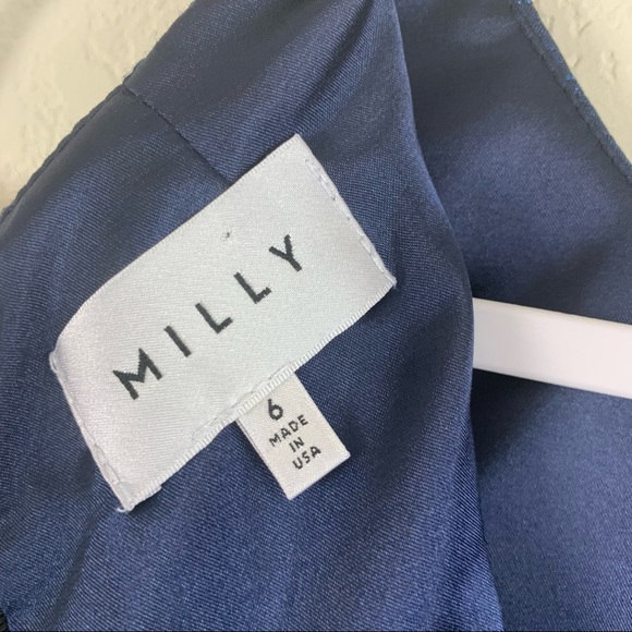 Milly | Blue Jacquard Lined Back Zip Sleeveless Mini Dress 6 - Picture 9 of 9